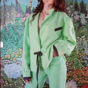 Accidente Con Flores Linen Jacket - one size